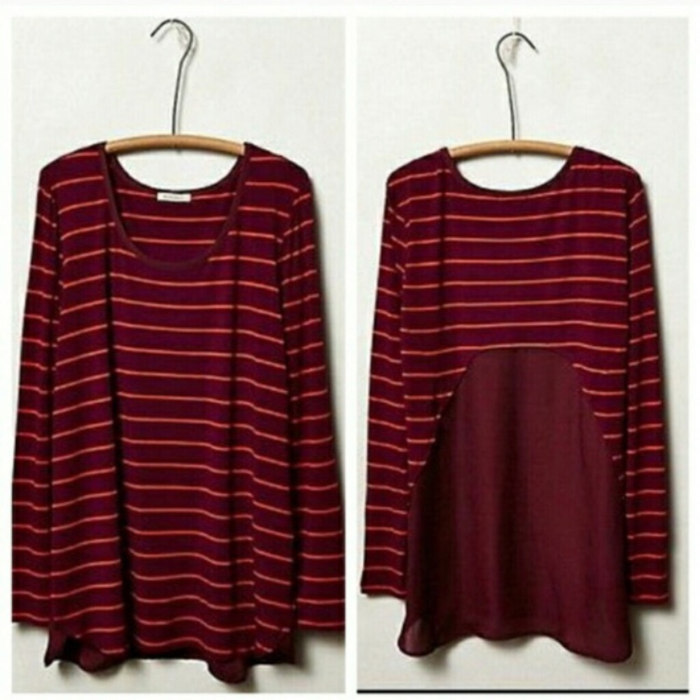 Anthropologie Bordeaux Striped Halcyon Top 💜🧡